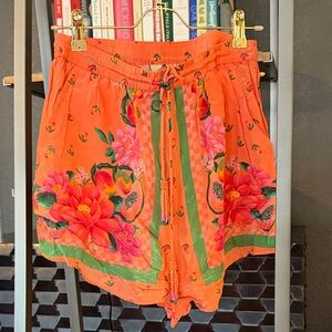 FARM Rio Orange Floral High Waist Shorts Small